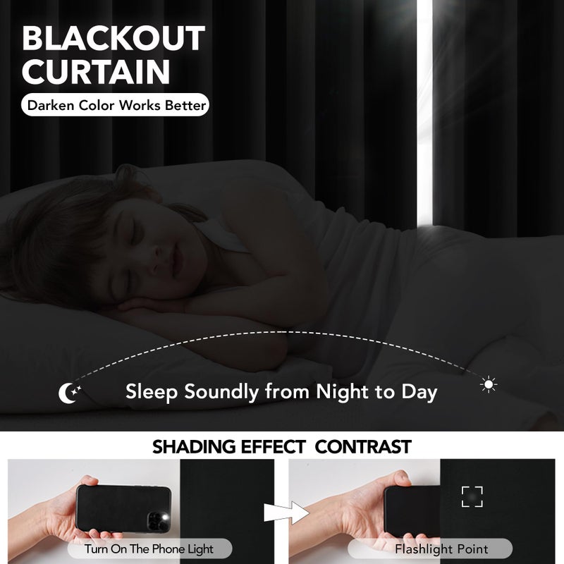 Deconovo Blackout Curtain Panel â€“ Solid Grommet Top, Thermal Insulated & Energyâ€‘Saving, Machineâ€‘Washable Room Darkening Window Treatment for Bedroom & Living Room, 1 Panel, Black, 42W x 63L - Image 3